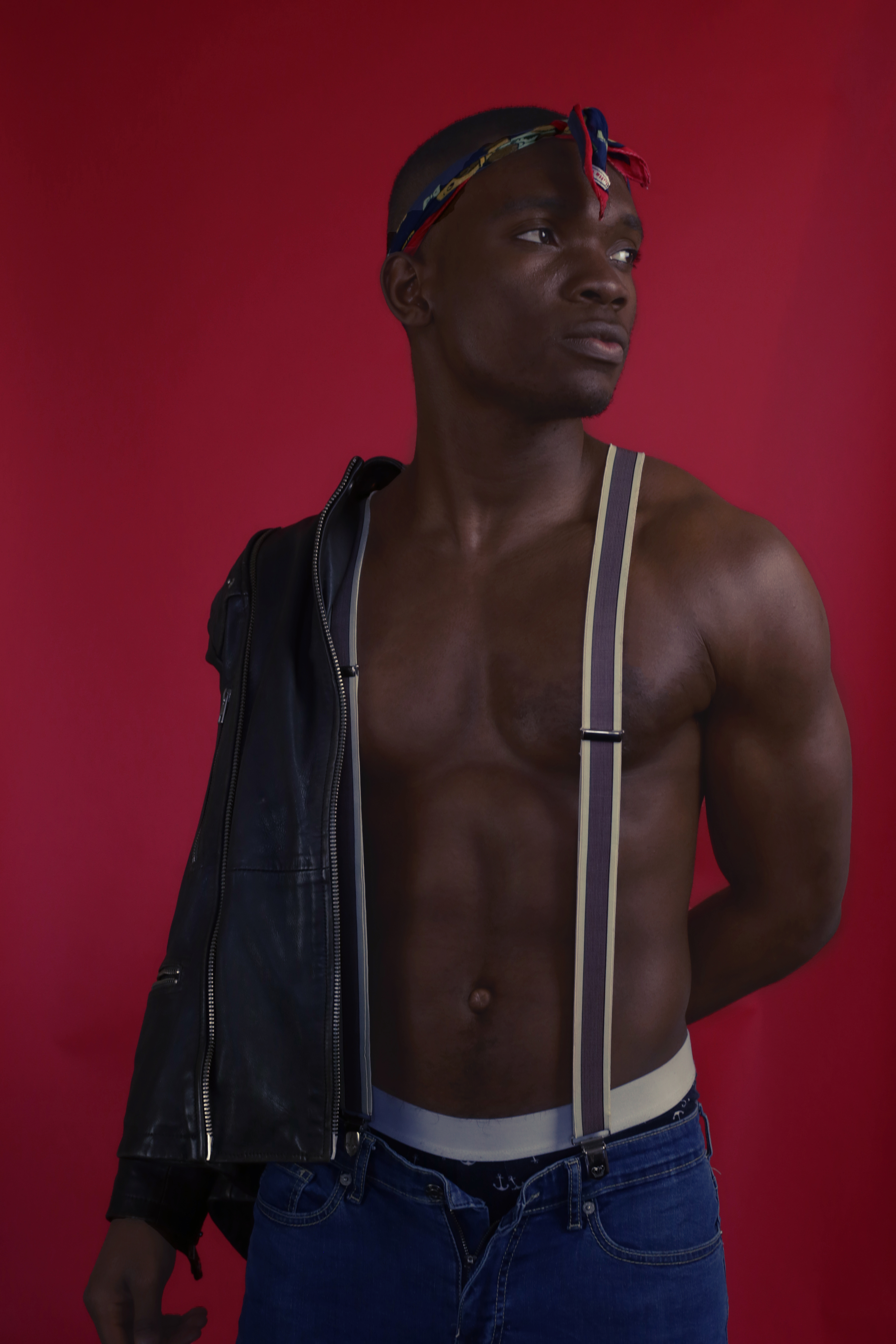 Red Background. Front.